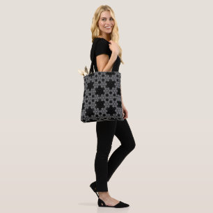 Tatting Fractal Snowflake Design Crochet B&W Tote Bag