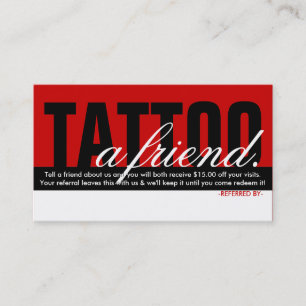 tattoo a friend referral program card