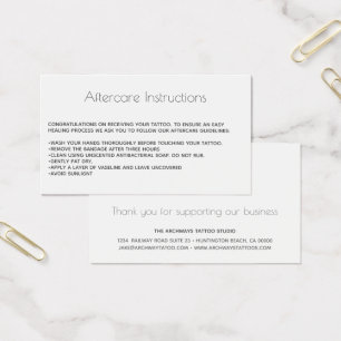 Tattoo Aftercare Advice Care with Logo
