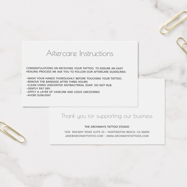 Tattoo Aftercare Advice Care with Logo (Office)