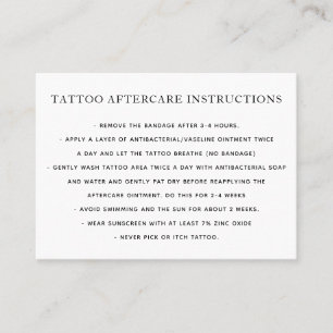 Tattoo Aftercare  Instructions Business Card