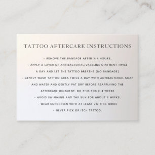 Tattoo Aftercare Instructions Silver Gradient Business Card