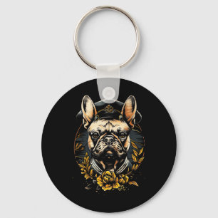 Tattoo Art French Bulldog Traditional Sailor  Keychain