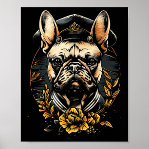 Tattoo Art French Bulldog Traditional Sailor  Poster