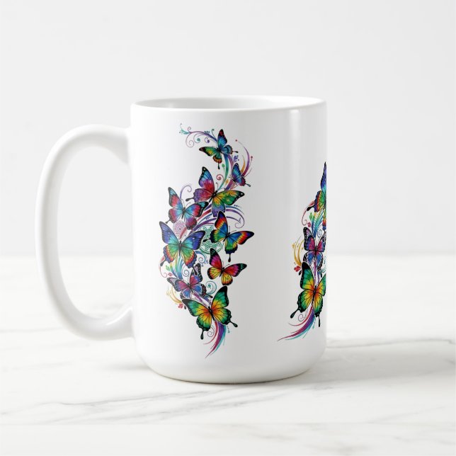 Tattoo Art Style Colourful Butterflies – Coffee Mug (Left)