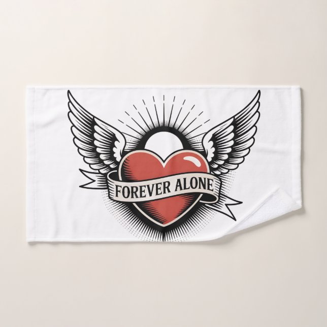 Tattoo Art: Winged Heart with "Forever Alone" (Serviette à main)