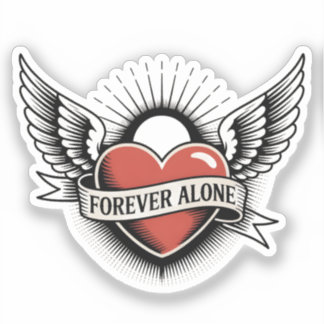 Tattoo Art: Winged Heart with "Forever Alone"