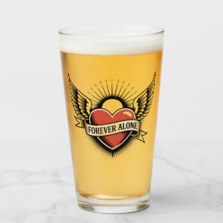Tattoo Art: Winged Heart with "Forever Alone" Glass