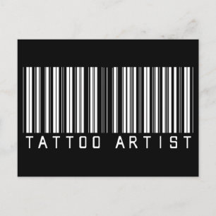 Tattoo Artist Bar Code Postcard