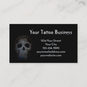 Tattoo Artist Black And White Goth Skull Design Business Card