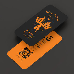 Tattoo Artist Black Orange Tattooist Business Card