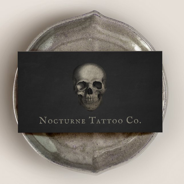 Tattoo Artist Dark Skull Business Card (Creator Uploaded)