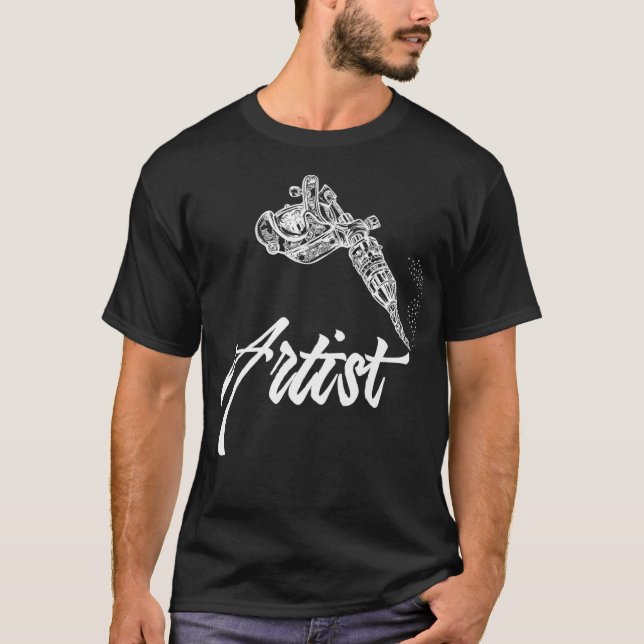 Tattoo Artist Italics Tattooing Gun  Premium _1  T-Shirt (Front)