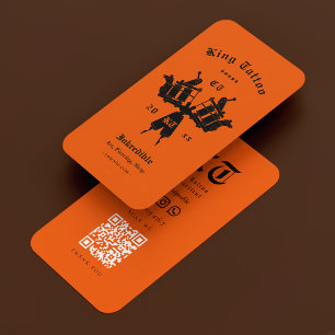 Tattoo Artist Orange Tattooist Minimal Business Card