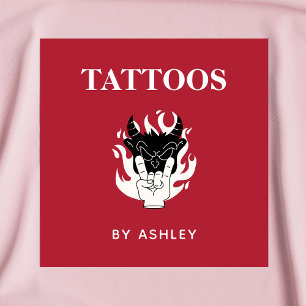 Tattoo Artist Salon Shop Funky Unique Creative Fun Square Business Card