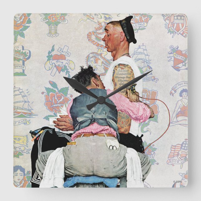 Tattoo Artist Square Wall Clock (Front)