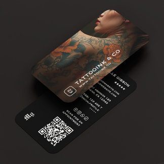 Tattoo Artist Tattooist Monogram Photo Black Business Card