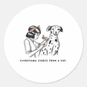 Tattoo Artist Tattoos A Dog, Quote _1  Classic Round Sticker
