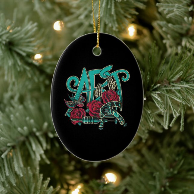 Tattoo Artist Tattoos Are Art Colour Graphic Ceramic Ornament (Tree)