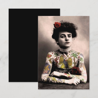 Tattoo Artist Woman Vintage Photograph Invitation