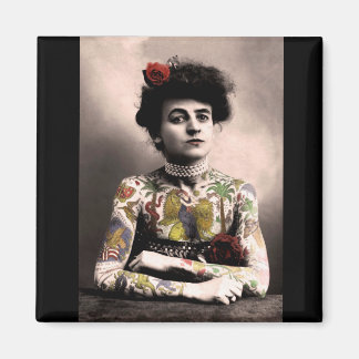 Tattoo Artist Woman Vintage Photograph Magnet