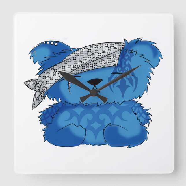 Tattoo bear square wall clock (Front)