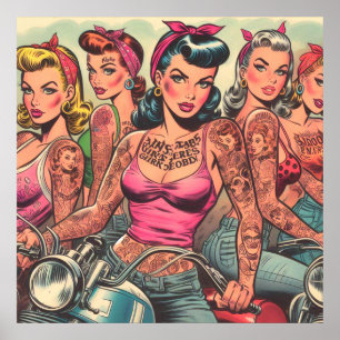 Tattoo Biker Girls Comics Poster