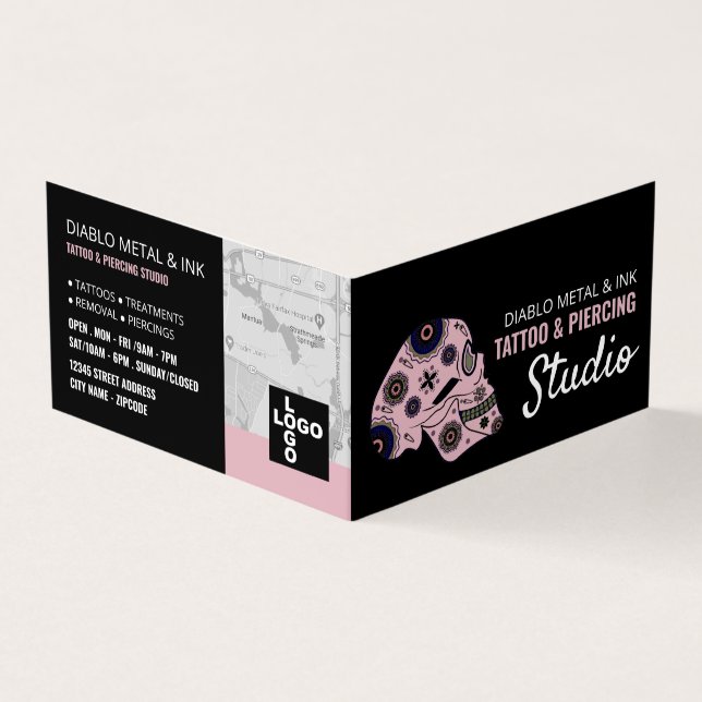 Tattoo & Body Piercing Studio, Appointment Business Card (Outside)