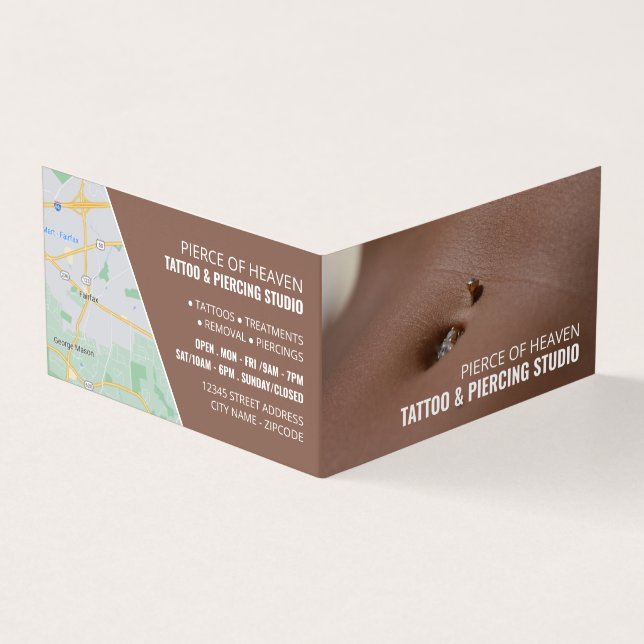 Tattoo & Body Piercing Studio Appointment Business Card (Outside)