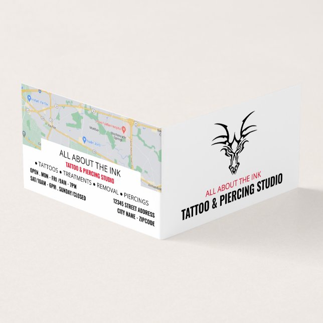 Tattoo & Body Piercing Studio, Appointment Business Card (Outside)