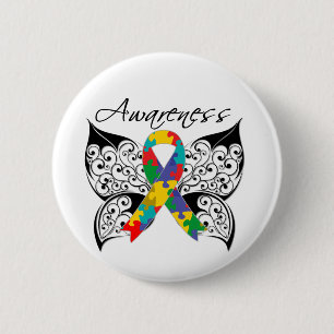 Tattoo Butterfly Awareness - Autism 2 Inch Round Button