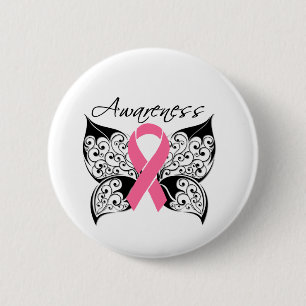 Tattoo Butterfly Awareness - Breast Cancer 2 Inch Round Button