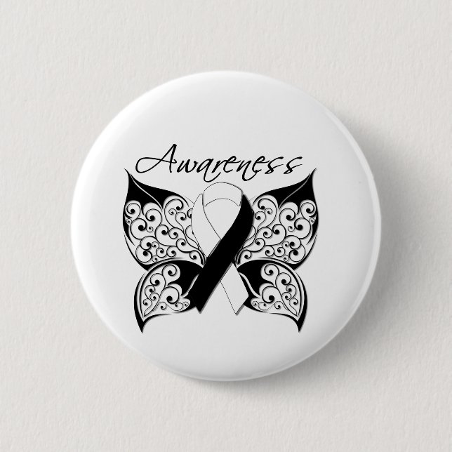 Tattoo Butterfly Awareness - Carcinoid Cancer 2 Inch Round Button (Front)