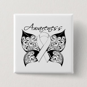 Tattoo Butterfly Awareness - Lung Cancer 2 Inch Square Button