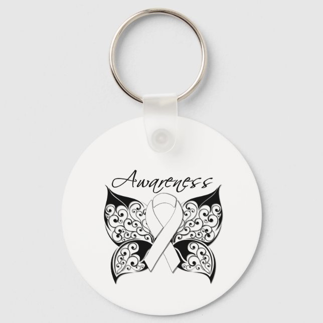 Tattoo Butterfly Awareness - Lung Cancer Keychain (Front)