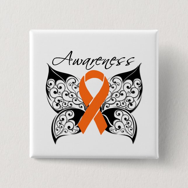 Tattoo Butterfly Awareness - Multiple Sclerosis 2 Inch Square Button (Front)