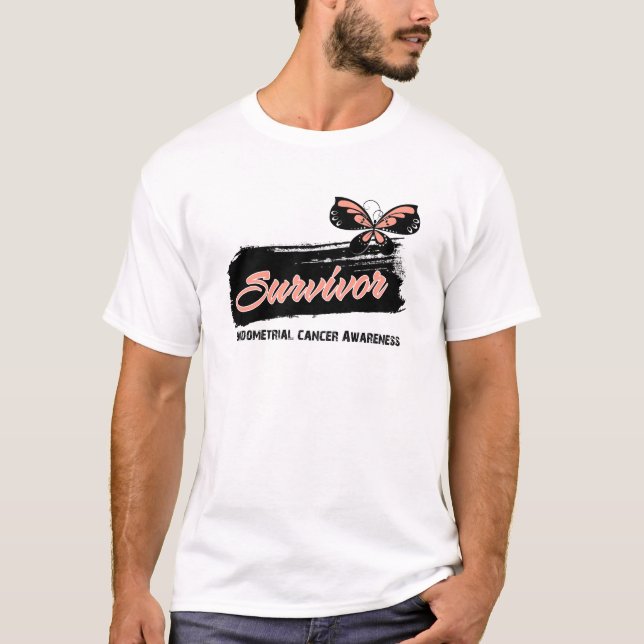 Tattoo Butterfly Endometrial Cancer Survivor T-Shirt (Front)