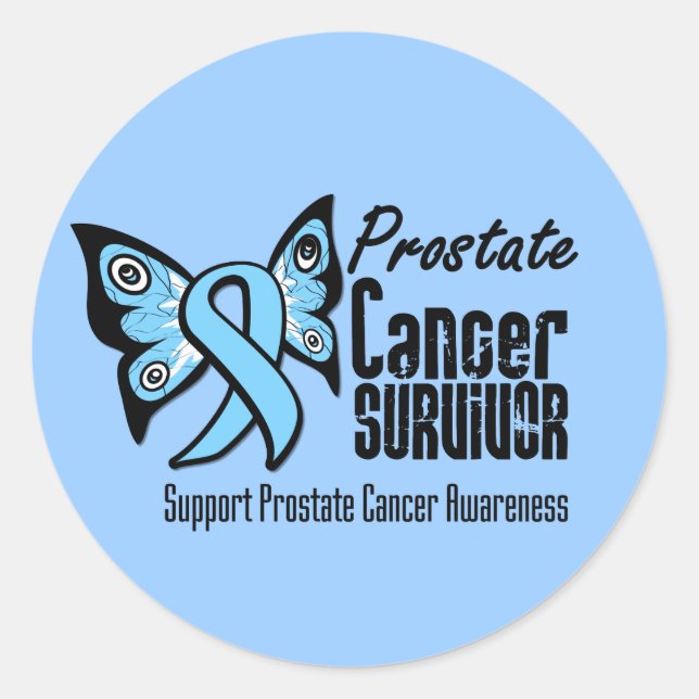 Tattoo Butterfly Prostate Cancer Survivor Classic Round Sticker (Front)