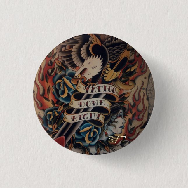 TATTOO can badge 1 Inch Round Button (Front)