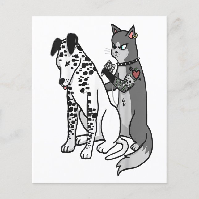 Tattoo Cat Inked Dalmatian Cartoon Funny Graphic Flyer (Front)