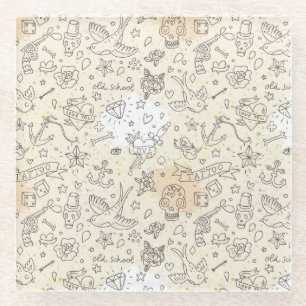 Tattoo concept pattern glass coaster