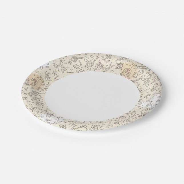 Tattoo concept pattern paper plate (Angled)