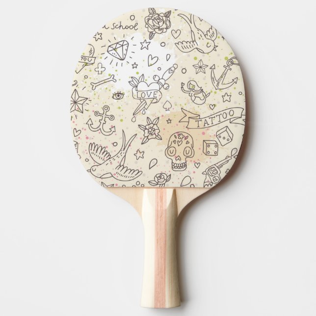 Tattoo concept pattern ping pong paddle (Front)