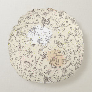 Tattoo concept pattern round pillow