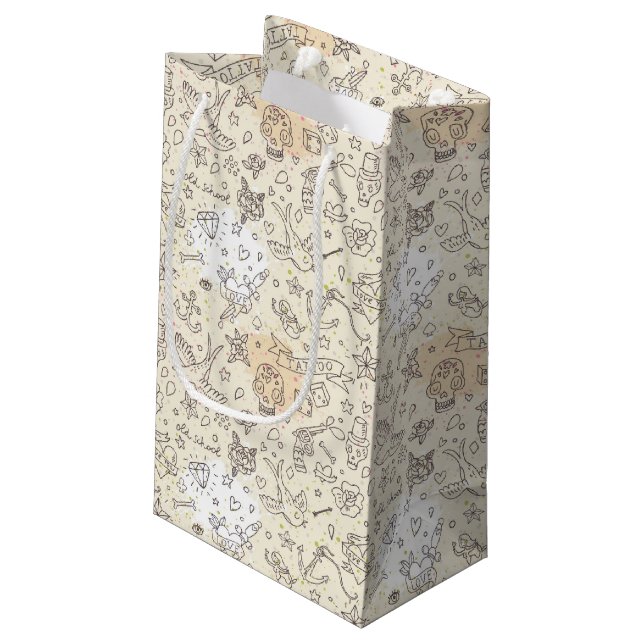 Tattoo concept pattern small gift bag (Back Angled)