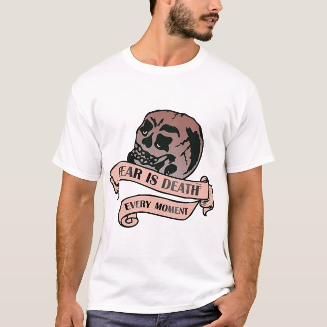 tattoo crane tete de mort fear is death every mome T-Shirt (Front)