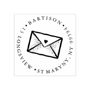 TATTOO ENVELOPE letter ROUND RETURN ADDRESS Rubber Stamp