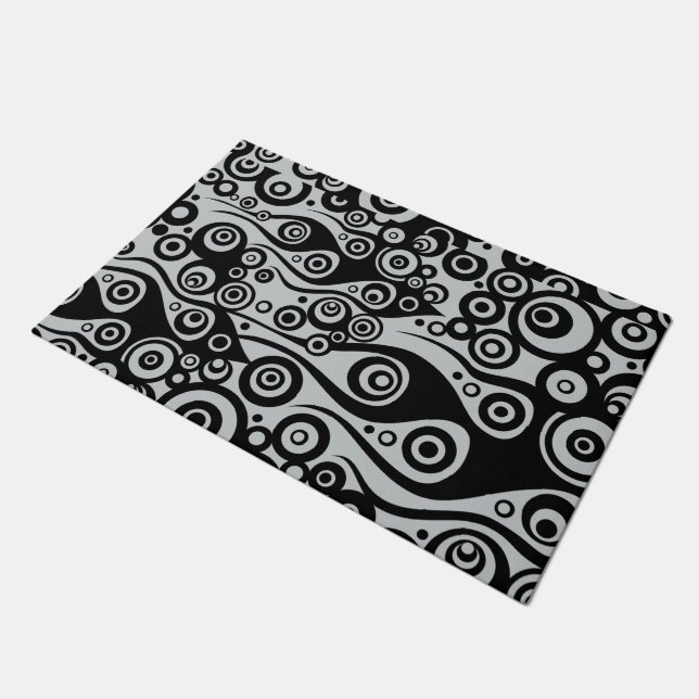 Tattoo flames & circles black + your backgr. colou doormat (Angled)
