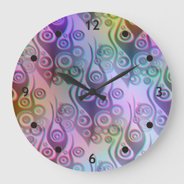 Tattoo flames & circles pattern + your backgr. large clock (Front)