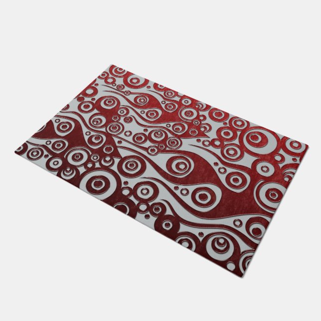 Tattoo flames & circles red + your backgr. colour doormat (Angled)